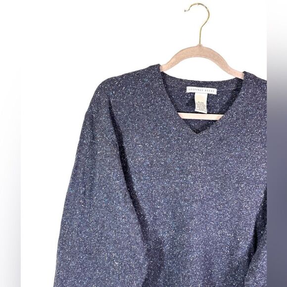 Geoffrey Beene 100% Lambs Wool Blue Sweater V Neck Blue Cozy Size XL - Picture 3 of 6